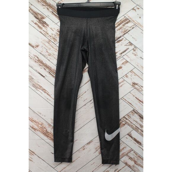 Nike Pro-cool Dri Fit Tights Women Small Black/Silver Sparkle 881778-010 Base - Picture 1 of 7